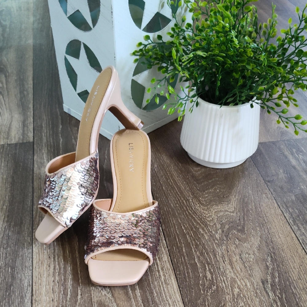 Elegant Sequin Slide Sandals New in Box